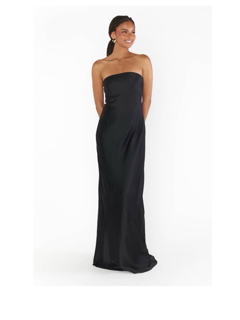 Show Me Your Mumu Taylor Tube Dress in Black Luxe Satin M NWOT